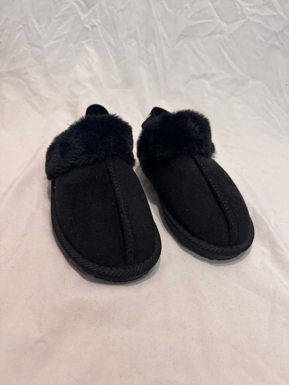 Nicole Miller Kids' black Fluffy Slide Slingback Slippers –